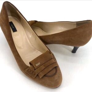 Bally Of Switzerland Vintage Suede Leather Academia Logo Kitten Heels Pumps